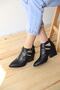 Valen Women's Laser Star Patterned Buckle Adjustable Back Zipper Shoes Matte Black - 6