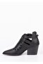 Valen Women's Laser Star Patterned Buckle Adjustable Back Zipper Shoes Matte Black - 8
