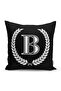 Black and White Wreathed Letter B Special Design Digital Printed Pillow Cushion Cover