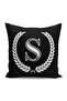 Black and White Wreathed Letter S Special Design Digital Printed Pillow Cushion Cover