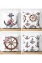 4-Piece Double Sided Anchor and Rudder Special Designed Digital Printed Modern Suede Throw Pillow Cover Set