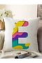 Double Sided White Background Colored Letter E Special Design Digital Printed Raschel Pillow Throw Pillow Cover