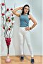 Women's White High Waist Lycra Jeans with Elastic Waist - 2