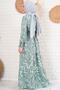 2145 Patterned Hijab Dress - Khaki - 4