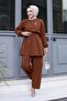 Bronch Detailed Hijab Brown Set - 4