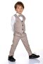 بدلة رجالية بعمر 6/13 سنة مع سترة سلسلة بوغار 3 أزرار