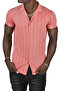 Men's Red Striped Lycra Shirt - Short Sleeve, Combed Cotton,2023426 - 5