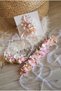 Pink Salmon Flower and Pearl Maternity Maternity Crown, Dress Belt and Postpartum Bracelet - 2