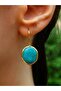 Natural Stone Turquoise (Turquoise) Stone Women's Natural Stone Earrings Gold Euku3F - 2