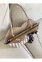 New Season Women's Shoulder Bag with Scarf and Straw Detail - 3