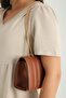 Women's Brown Shoulder Bag with Stitching Detail - 3