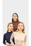 Women's Cream Navy Blue Brown 3-Piece Turtleneck Blouse