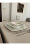 Cream Colored Glitter Guipure Detailed Care Free Living Room Tablecloth - 4
