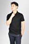 Men's Polo Neck Black T-Shirt - Short Sleeve, Button Closure24411243-011 - 3