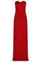 Red Sweetheart Neckline Strapless Deep Slit Front Draped Long Evening Dress - 2
