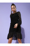 Ruched Ruffle Detail Mini Dress