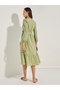 Lace Insert Wrap Front A-Line Midi Dress - 5