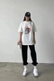 Cute Cat Printed Oversize Women's T-shirt and Jogger Set - 2