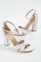 Women's Thick High Heeled Shoes and Bag Set White - 2