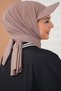 Ready-made Hijab Taupe color with Hat and Bonnet, Mink Color - 3