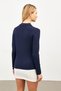 Women's Cream Navy Blue Brown 3-Piece Turtleneck Blouse - 6