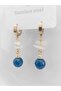 Natural Blue Agate and Moon Stone Steel Earrings 5 cm - 5