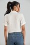 Women's White Polo Collar Wrinkled Fabric Short Sleeve T-Shirt - 8