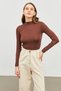 Women's White Cream Brown 3-Piece Turtleneck Bodysuit - 4