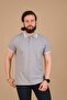 100% Cotton Pique Knitted Men's Polo Collar T-Shirt -grey - 7