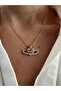 Tarnish Stainless Steel Pink Big Heart Stone Saturn Crown Necklace - 3