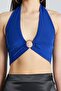 1832 Cobalt Blue Blouse with Ring Detail on the Chest - 2