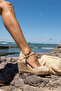 Chri̇s Women's Beige Genuine Leather Suede Espadrille Sandals - 7