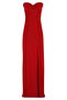 Red Sweetheart Neckline Strapless Deep Slit Front Draped Long Evening Dress