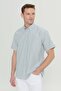 Men's Khaki Comfort Fit Relaxed Cut Button Collar Dobby Short Sleeve Shirt