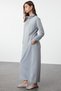 Gray Oversize Stand Collar Lace-Up Long Length Knitted Dress Tctss22Eb0132 - 2