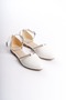 MONICA Buckle Orthopedic Comfortable Sole Stone Detailed Women's Ballerina Shoes KT White - 4
