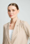 Striped Single Button Jacket - Beige - 3