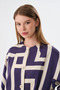 Labyrinth Pattern Kaftan - Navy Blue - 4