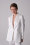 Single Button Satin Jacket - Ecru