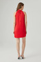 Red Mini Evening Dress with Flower Brooch Detail - 7