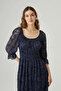 Navy Blue Lace Dress - 3