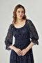 Navy Blue Lace Dress - 2