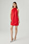 Red Mini Evening Dress with Flower Brooch Detail - 2