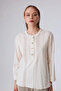 Striped Cotton Blouse - Ecru - 2