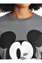 Mickey Mouse Printed Crew Neck Oversize Women's Crop Q - Short Sleeve - 2