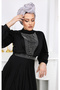 Elegant Stone Detailed Hijab Special Occasion Evening Dress - 3