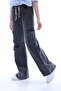 Girl's Oversize Cargo Pocket Elastic Waist Cotton Jeans - 4