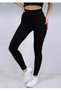 Women's Black Diving Fabric Gathering Effect High Waist Long Sports Leggings - 3