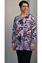 Round neck lilac print long-sleeved combed cotton Viscose T-shirt - 6