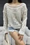 Women's Cream Boat Neck Openwork Knitwear Blouse 2454 - 8